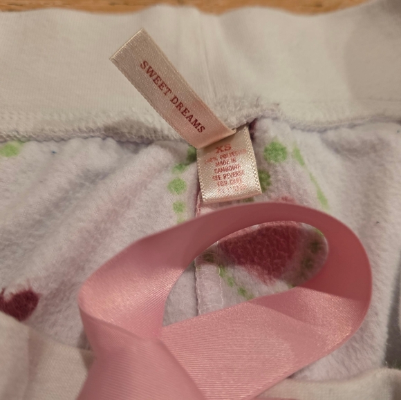 2000's Vintage Aeropostale White Pajama Pants with Pink Green Heart Pattern y2k - Picture 4 of 5